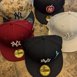 New Era baseball caps 7 3/8 PREOWNED 5 caps